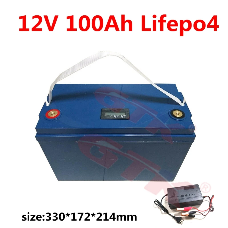 Deep cycle high capacity waterproof LCD display rechargeable Battery 12V 100Ah litfepo4 battery with BMS +14.6V 10A charger
Deep cycle high capacity waterproof LCD display rechargeable Battery 12V 100Ah litfepo4 battery with BMS +14.6V 10A charger