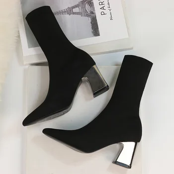 European and American New Style for Autumn and Winter Sexy Socks Knitted Boots Killer Booties Hight-Top Pointed Boots for Women
European and American New Style for Autumn and Winter Sexy Socks Knitted Boots Killer Booties Hight-Top Pointed Boots for Women