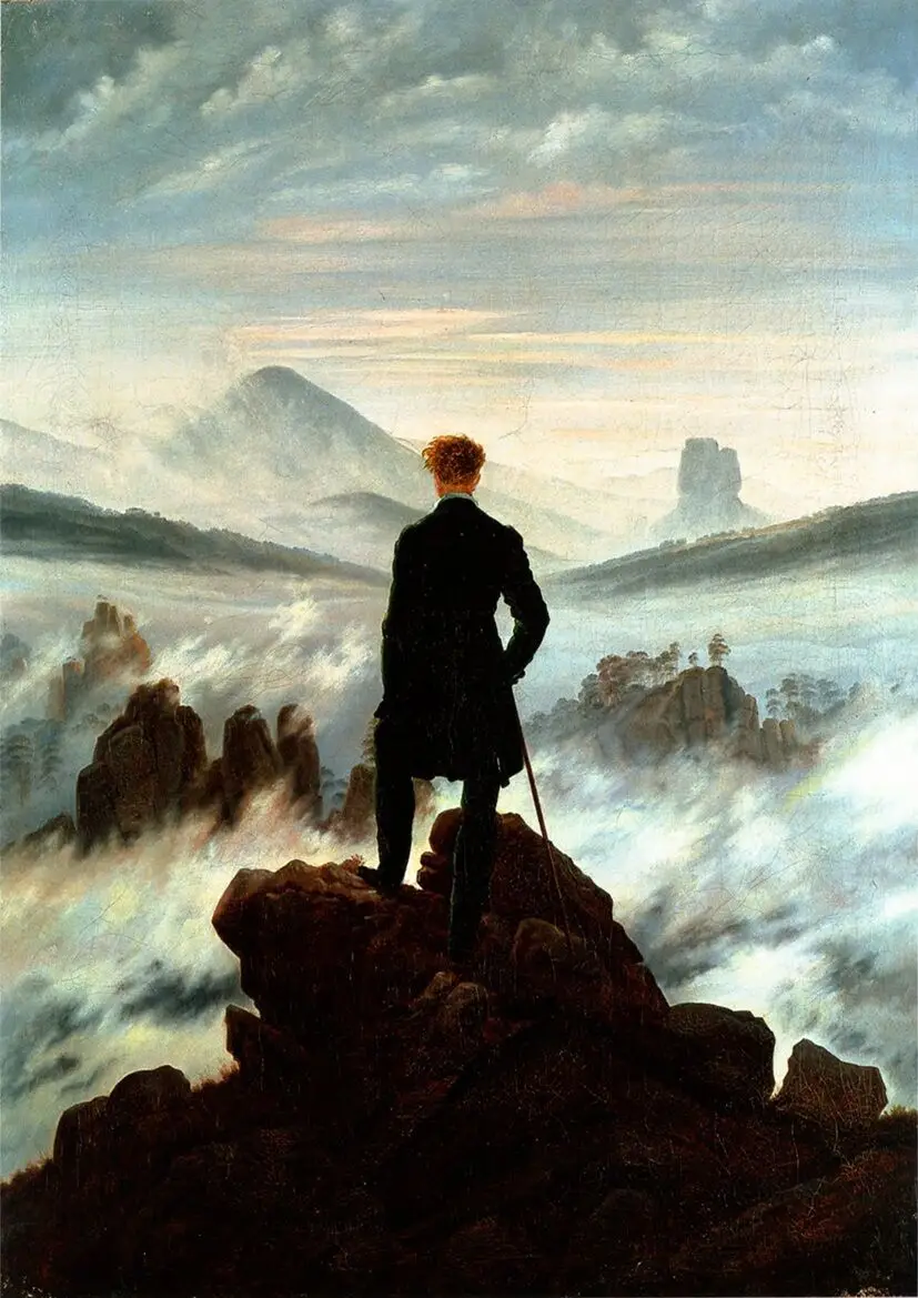 Каспара Давида Фридриха: Странник над уровнем моря тумана Шелковый плакат