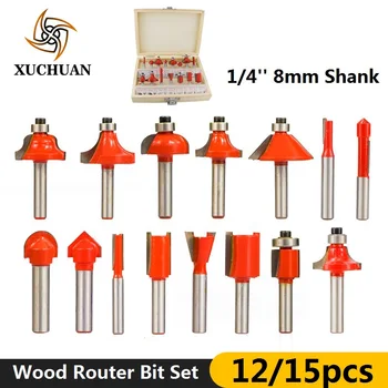 Carbide Router Bit Kit Wood Milling 6 Bearing Tungsten Cutting Router Set Tools 15pc For Woodworking Engraving Slot Trim Cutter
Carbide Router Bit Kit Wood Milling 6 Bearing Tungsten Cutting Router Set Tools 15pc For Woodworking Engraving Slot Trim Cutter