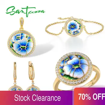 SANTUZZA Jewelry Set for Women 925 Sterling Silver Blue Orchid Enamel Earrings Ring Pendant Bracelet Set Trendy Fine Jewelry
SANTUZZA Jewelry Set for Women 925 Sterling Silver Blue Orchid Enamel Earrings Ring Pendant Bracelet Set Trendy Fine Jewelry