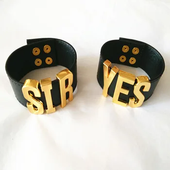 Drop Shipping Punk Style Leather YES SIR fancy Words Cuff Bangle Bracelet Fashion Jewelry Comb 2pcs in
Drop Shipping Punk Style Leather YES SIR fancy Words Cuff Bangle Bracelet Fashion Jewelry Comb 2pcs in