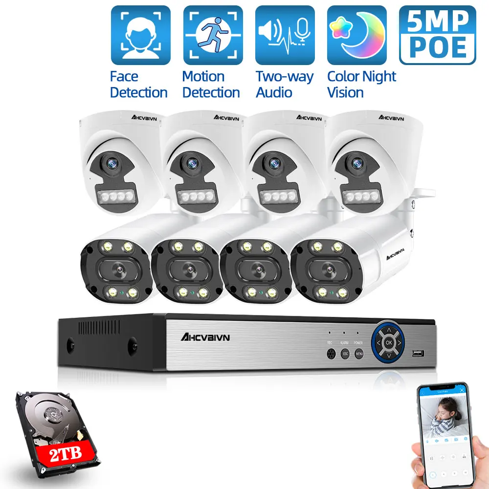 H.265+ 8CH 5MP POE Security System 8CH NVR Kit Two-way Audio IP Camera Outdoor Face Detection CCTV Video Surveillance NVR Set
H.265+ 8CH 5MP POE Security System 8CH NVR Kit Two-way Audio IP Camera Outdoor Face Detection CCTV Video Surveillance NVR Set