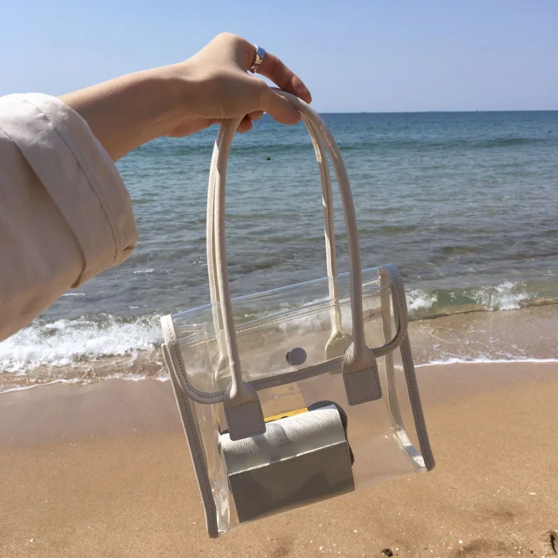 Beach Bag Transparent Jelly Bag Female Fashion Stitching Handbag Ins Korean Style Photo Simple
Beach Bag Transparent Jelly Bag Female Fashion Stitching Handbag Ins Korean Style Photo Simple