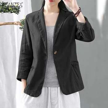 2020 Autumn Solid Jackets ZANZEA Stylish Women's Blazers Casual Cotton Linen Blazer Female Thin Outerwear Plus Size Cardigan
2020 Autumn Solid Jackets ZANZEA Stylish Women's Blazers Casual Cotton Linen Blazer Female Thin Outerwear Plus Size Cardigan