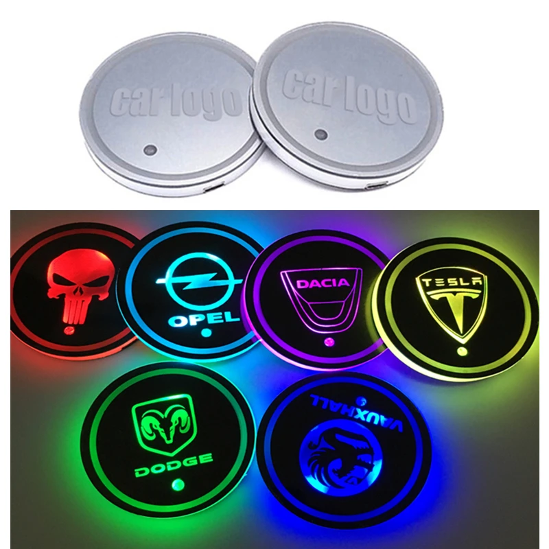 New Desing 2 Pieces LED Cup Holder Pads Light Mats Bottle Coasters 7 Colors Car Logo LED Atmosphere Light
New Desing 2 Pieces LED Cup Holder Pads Light Mats Bottle Coasters 7 Colors Car Logo LED Atmosphere Light