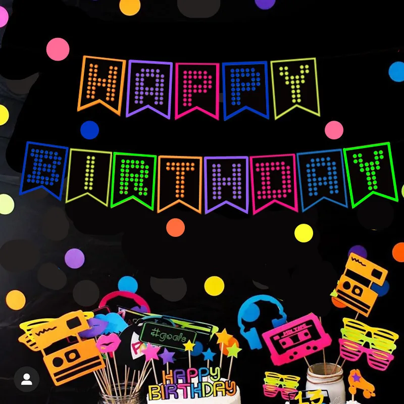 Neon Happy Birthday Banner Luminous Paper Pennant Garland for Birthday Glow in The Dark Party Decoration UV Reactive Glow supply
Neon Happy Birthday Banner Luminous Paper Pennant Garland for Birthday Glow in The Dark Party Decoration UV Reactive Glow supply
