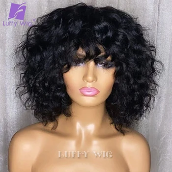 Luffywig Loose Curly Wig Brazilian Remy Short Human Hair Wigs With Bangs Scalp Top Full Machine Made Human Hair Wig With Bang
Luffywig Loose Curly Wig Brazilian Remy Short Human Hair Wigs With Bangs Scalp Top Full Machine Made Human Hair Wig With Bang
