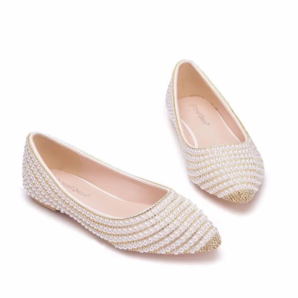 Beige White Pearl Wedding Shoes With Bride Flats Pointed Toe Party Dress Woman Big Size 43
Beige White Pearl Wedding Shoes With Bride Flats Pointed Toe Party Dress Woman Big Size 43