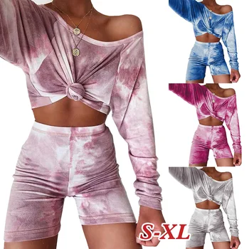Women's Pajamas Set Tie Dye Long Sleeves Two-Piece Nightwear Top and Ruffle Shorts Set
Women's Pajamas Set Tie Dye Long Sleeves Two-Piece Nightwear Top and Ruffle Shorts Set