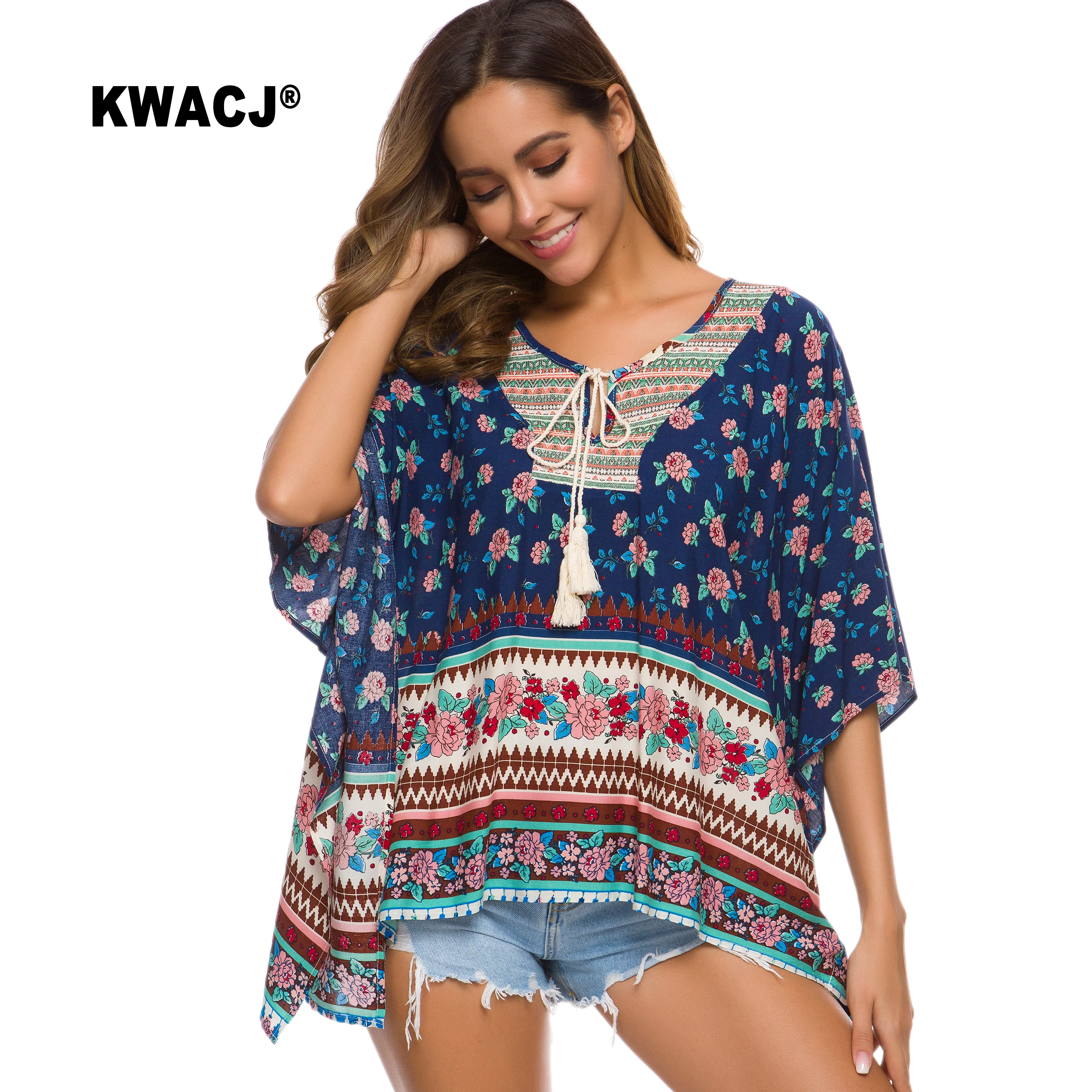 KWACJ Floral Print Boho Top Women Summer Batwing Sleeve V-Neck Embroidery Shirt and Blouse Navy Casual Beach Bohemian Blouses
KWACJ Floral Print Boho Top Women Summer Batwing Sleeve V-Neck Embroidery Shirt and Blouse Navy Casual Beach Bohemian Blouses
