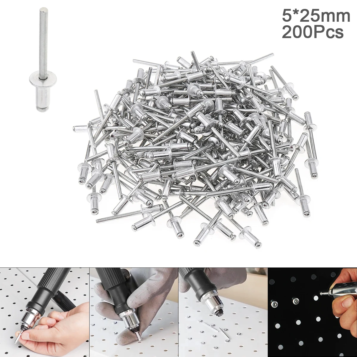 200pcs M5x10mm Aluminium Rivet Gun Core Pulling Riveting Break Mandrel Nail with Mushroon Head and Polished Chrome Surface
200pcs M5x10mm Aluminium Rivet Gun Core Pulling Riveting Break Mandrel Nail with Mushroon Head and Polished Chrome Surface