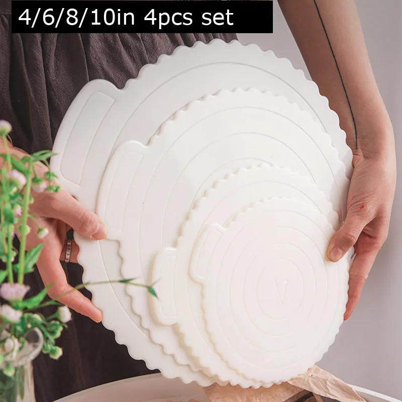 再利用可能なラウンドムースケーキボード,4/6/8/10インチのプラスチック製デザートトレイ,パーティーに最適 - AliExpress