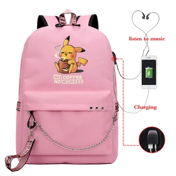 Pikachu Print USB Charge Backpack Boy Girl NO COFFEE NO WORKEE School Bag Teenager Travel Bag Women Laptop Backpack Knapsack
Pikachu Print USB Charge Backpack Boy Girl NO COFFEE NO WORKEE School Bag Teenager Travel Bag Women Laptop Backpack Knapsack