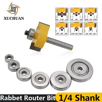 7pcs 1/4''(6.35mm) Rabbet Router Bit with 6 Bearings Set Tenon Cutter Carbide End Mill Woodworking Milling Cutter
7pcs 1/4''(6.35mm) Rabbet Router Bit with 6 Bearings Set Tenon Cutter Carbide End Mill Woodworking Milling Cutter