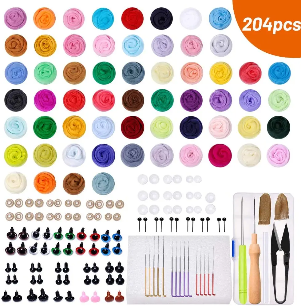 Imzay 204PCS Needle Felting Kit For Beginner, 60 Colors Wool Roving, Wool Felting Tool Kit Foam Mat Needle Felting Supplies
Imzay 204PCS Needle Felting Kit For Beginner, 60 Colors Wool Roving, Wool Felting Tool Kit Foam Mat Needle Felting Supplies
