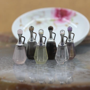 Faceted Crystal Gems Stone Perfume Bottle Pendants,Plating Silvers Amethysts Quartz Essential Oil Vial Necklace Charms Jewelry 
Faceted Crystal Gems Stone Perfume Bottle Pendants,Plating Silvers Amethysts Quartz Essential Oil Vial Necklace Charms Jewelry