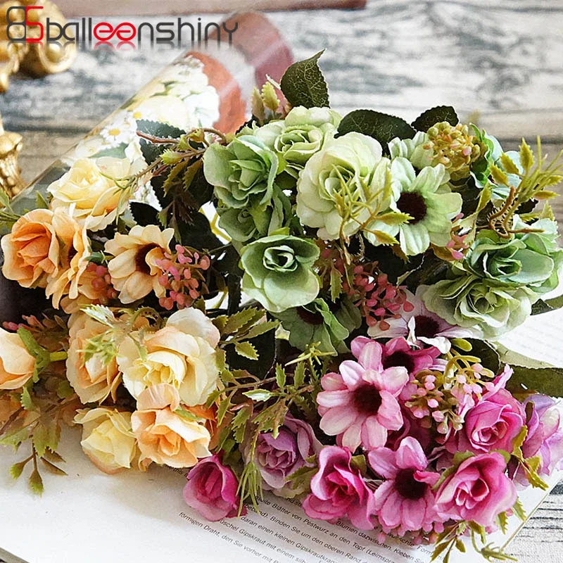 Balleenshiny 15heads Daisy Small Rose Artificial Flowers Home DIY Decoration Wedding Home Decoration Fake Peony Rose Flower
Balleenshiny 15heads Daisy Small Rose Artificial Flowers Home DIY Decoration Wedding Home Decoration Fake Peony Rose Flower