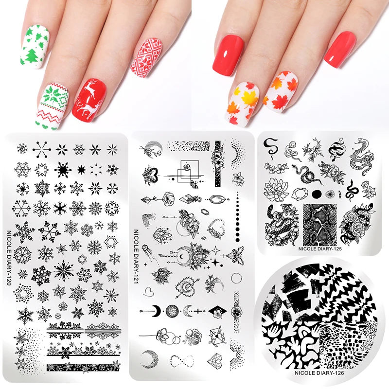 NICOLE DIARY Christmas Series Nail Stamping Plate Stamp Templates Rose Leaf Snake Image Printing Stencil Nail Art Tools
NICOLE DIARY Christmas Series Nail Stamping Plate Stamp Templates Rose Leaf Snake Image Printing Stencil Nail Art Tools