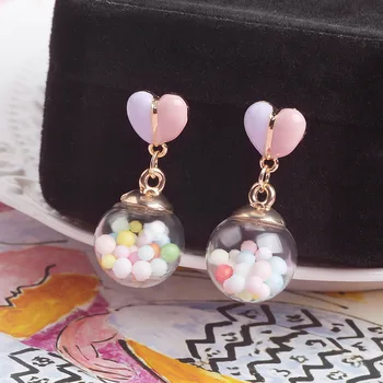 Trendy Women Crystal Ball Colorful Double-sided Heart Drop Earings Glass Bottle With Sand Earrings For Women Christmas Jewelry
Trendy Women Crystal Ball Colorful Double-sided Heart Drop Earings Glass Bottle With Sand Earrings For Women Christmas Jewelry