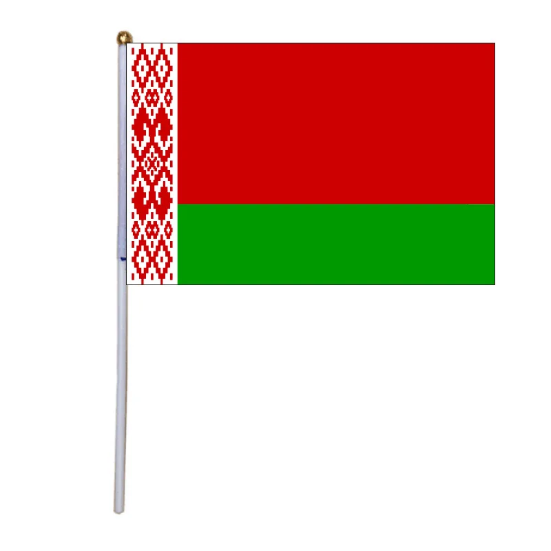 

free shipping xvggdg 100pcs 14 * 21cm Belarus hand flag Promotion Wholesale Small Belarus Hand Waving National Flag