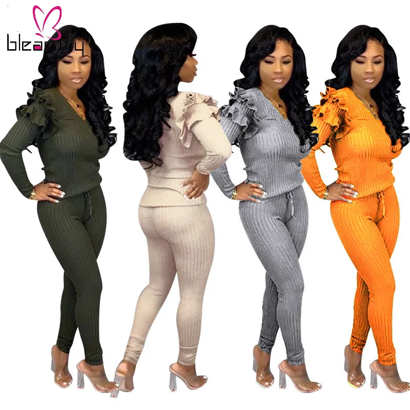 Cascading Ruffle Spliced Knitted Two Piece Set Long Sleeve V-neck Sweaters And Bodycon Pants Sets Women Autumn Winter Outfits
Cascading Ruffle Spliced Knitted Two Piece Set Long Sleeve V-neck Sweaters And Bodycon Pants Sets Women Autumn Winter Outfits