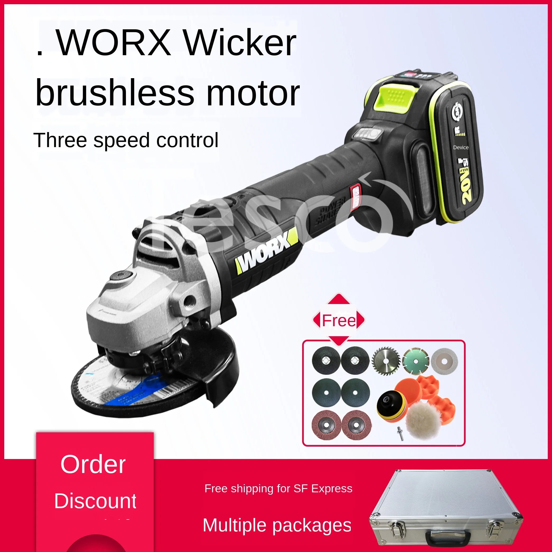 Brushless high-power lithium battery speed control multifunctional polishing machine power tool
Brushless high-power lithium battery speed control multifunctional polishing machine power tool