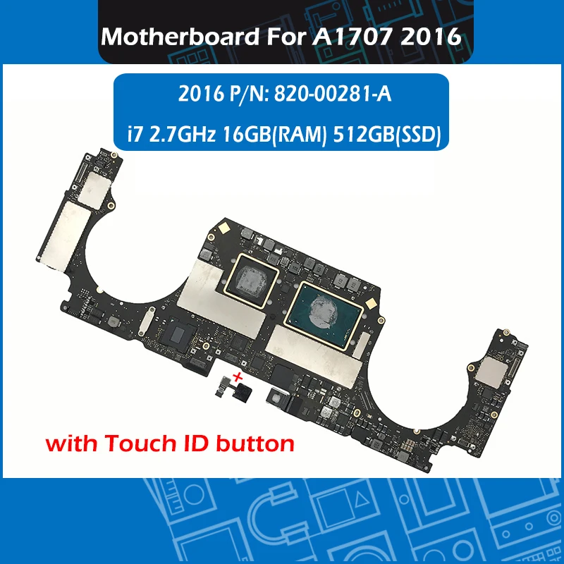 

Original Laptop Core i7 2.7GHz 512GB A1707 Logic Board Motherboard 820-00281-A For Macbook Pro Retina 15" Touchbar 2016