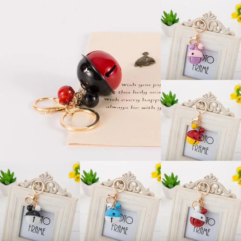 Фото 2020 Dual Color Bell Keychain Purse Backpack Pendant Car Keys Holder Key Ring Gift Valentine's Day present key holder chain | Украшения