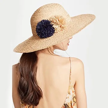 Fashion spring summer new color ball decoration raffia large brim hat ladies outdoor travel sun shade beach straw hat 
Fashion spring summer new color ball decoration raffia large brim hat ladies outdoor travel sun shade beach straw hat