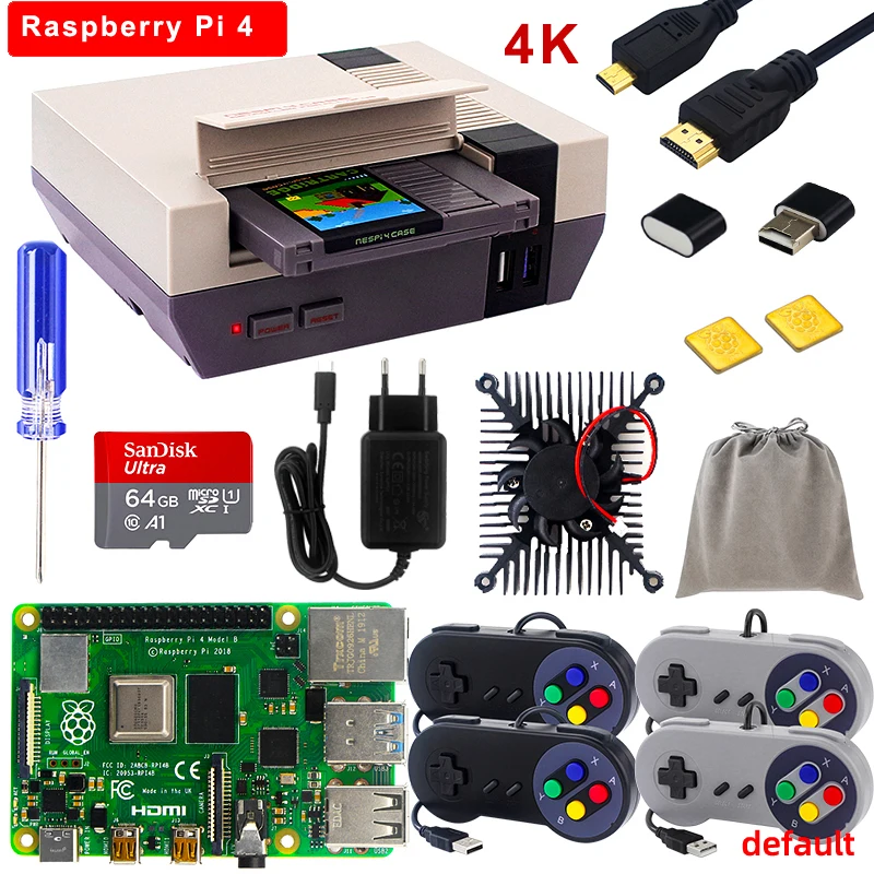 Retroflag Nespi 4 Case Raspberry Pi with SSD + Card 4K HD Video Cable Gamepads NESPi4 CASE for Model B | Компьютеры и офис