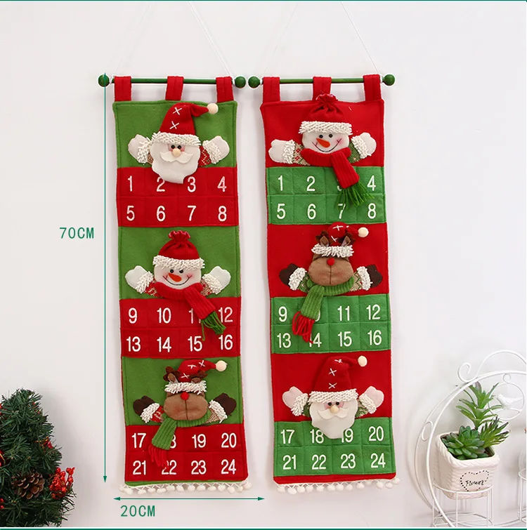 

Christmas Countdown Advent Calendar Santa Claus Hanging Ornaments Xmas Gifts New Year Decorations For Home Hotel Pendant Props