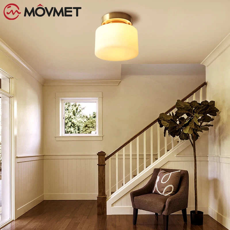 Full Copper LED Ceiling Lights Glass E27 Corridor Lamp lamparas de techo For Bedroom Balcony Corridor Kitchen Lighting Fixtures
Full Copper LED Ceiling Lights Glass E27 Corridor Lamp lamparas de techo For Bedroom Balcony Corridor Kitchen Lighting Fixtures