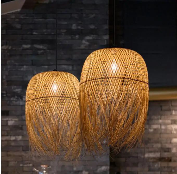 

Japanese Bamboo Pendant Lights Led Hang Lamps for Home Luminaire Design Pendant Loft Hanging Lustre Suspension Fixtures