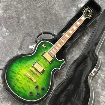 New style 6 String Electric Guitar and case. Flame maple top green color gitaar, rosewood, mahogany guitar body. real photo
New style 6 String Electric Guitar and case. Flame maple top green color gitaar, rosewood, mahogany guitar body. real photo