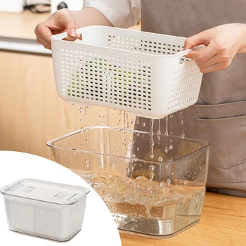 Multifunctional Storage Box Kitchen Refrigerator Fresh-Keeping Box Plastic Vegetable Fruit Drain Basket Storage Basket Container
Multifunctional Storage Box Kitchen Refrigerator Fresh-Keeping Box Plastic Vegetable Fruit Drain Basket Storage Basket Container