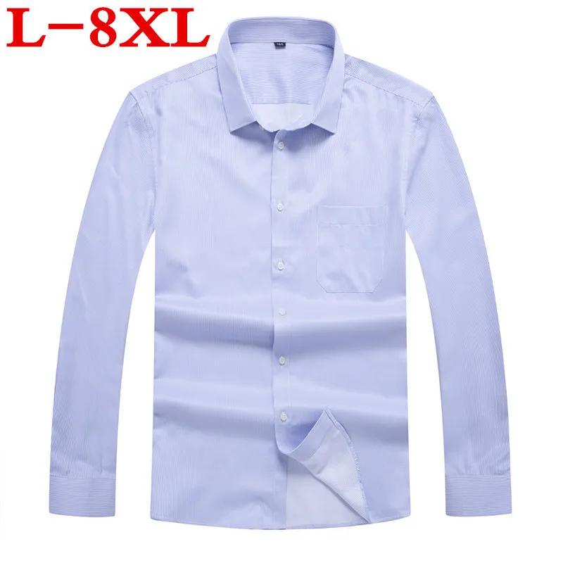 8XL 7XL размера плюс Новое поступление 100% Хлопковая мужская рубашка модная в
