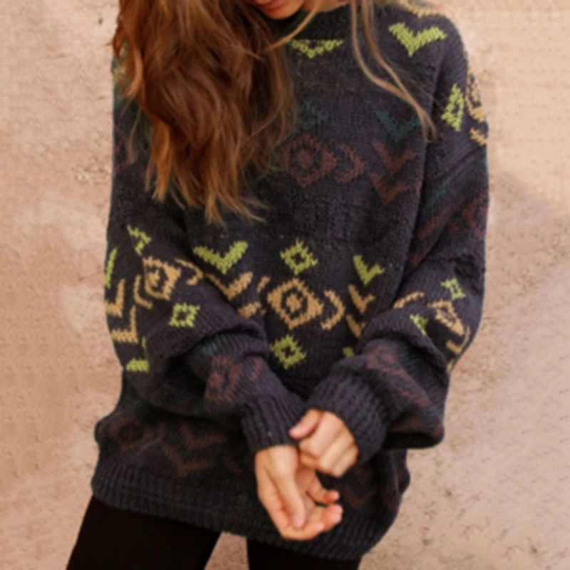 Winter 2020 New Fashion Sweater Women Warm Long-sleeved Round Neck Geometric Loose Knit Pullover Top Women
Winter 2020 New Fashion Sweater Women Warm Long-sleeved Round Neck Geometric Loose Knit Pullover Top Women