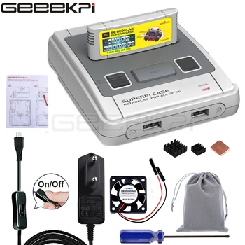 In Stock! GeeekPi Original Retroflag SUPERPi CASE-J NESPi Case with 5V 2.5A Power Adapter for Raspberry Pi 3B Plus (3B+)/3B