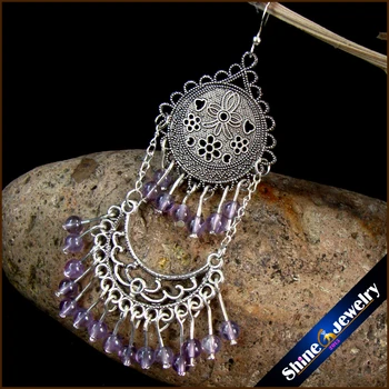 New Vintage Jewelry 925 Sterling Silver Hooks Earring Real Natural Amethyst Stone Drop Tassel Long Earrings for Women (1 Pair) 
New Vintage Jewelry 925 Sterling Silver Hooks Earring Real Natural Amethyst Stone Drop Tassel Long Earrings for Women (1 Pair)
