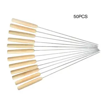 50pcs Reusable Flat Stainless steel Barbecue Skewers bbq Needle Stick Wood Handle for Outdoor Camping Picnic Baking Cooking Tool
50pcs Reusable Flat Stainless steel Barbecue Skewers bbq Needle Stick Wood Handle for Outdoor Camping Picnic Baking Cooking Tool