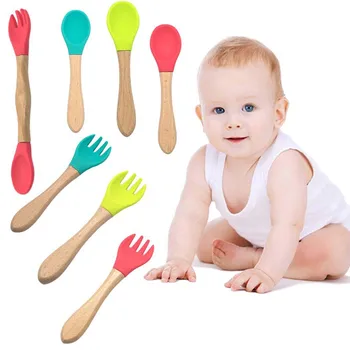 Portable Wooden Silicone Baby Spoon Fork Green Blue Red Safety Feeding Flatware Tableware Baby Feeding Infant Accessories
Portable Wooden Silicone Baby Spoon Fork Green Blue Red Safety Feeding Flatware Tableware Baby Feeding Infant Accessories