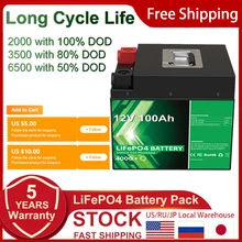 12V 100Ah LiFePO4 Battery Pack Lithium Iron Phosphate Battery 4000+ Long Deep Cycle Built-in BMS With US/JP/RU Warehouse No Tax
12V 100Ah LiFePO4 Battery Pack Lithium Iron Phosphate Battery 4000+ Long Deep Cycle Built-in BMS With US/JP/RU Warehouse No Tax