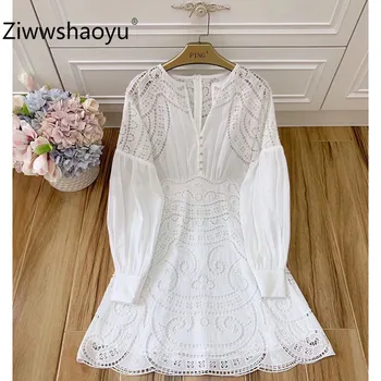 Ziwwshaoyu 2020 Elegant Hollow Out Embroidery White Cotton V-Neck Lantern Sleeve Sexy Party Summer Dresses Women's
Ziwwshaoyu 2020 Elegant Hollow Out Embroidery White Cotton V-Neck Lantern Sleeve Sexy Party Summer Dresses Women's