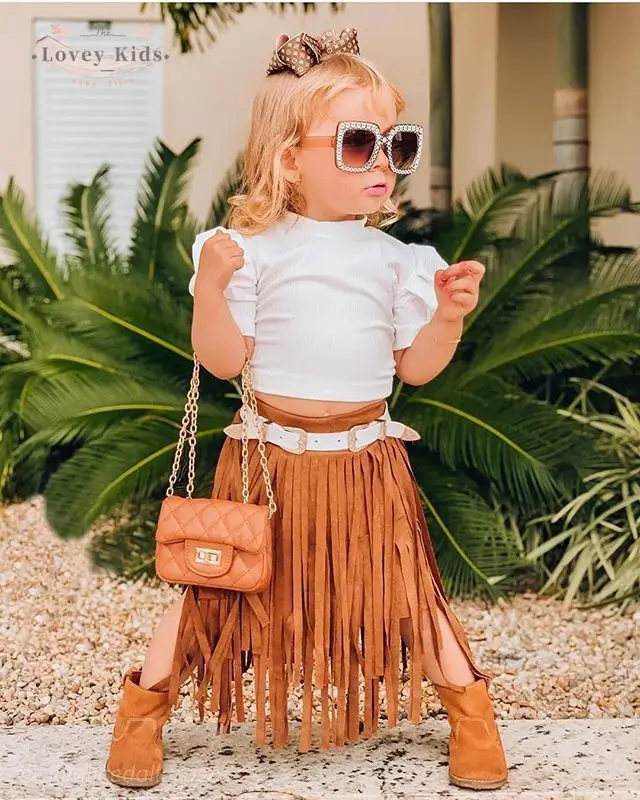 2020 Autumn Toddler Girl Clothes 2PCS Solid Long Puff Sleeve Tops White Pullover Mini Skirt Tassel Brown Children Outfit Set 
2020 Autumn Toddler Girl Clothes 2PCS Solid Long Puff Sleeve Tops White Pullover Mini Skirt Tassel Brown Children Outfit Set