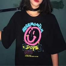 Женская футболка с принтом граффити со смайликом 90s Harajuku Ullzang