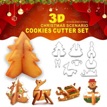 Hot Selling 8-Piece Set Christmas Stainless Steel 3D Biscuit Mould Christmas Tree Snowman Sled Elk
Hot Selling 8-Piece Set Christmas Stainless Steel 3D Biscuit Mould Christmas Tree Snowman Sled Elk