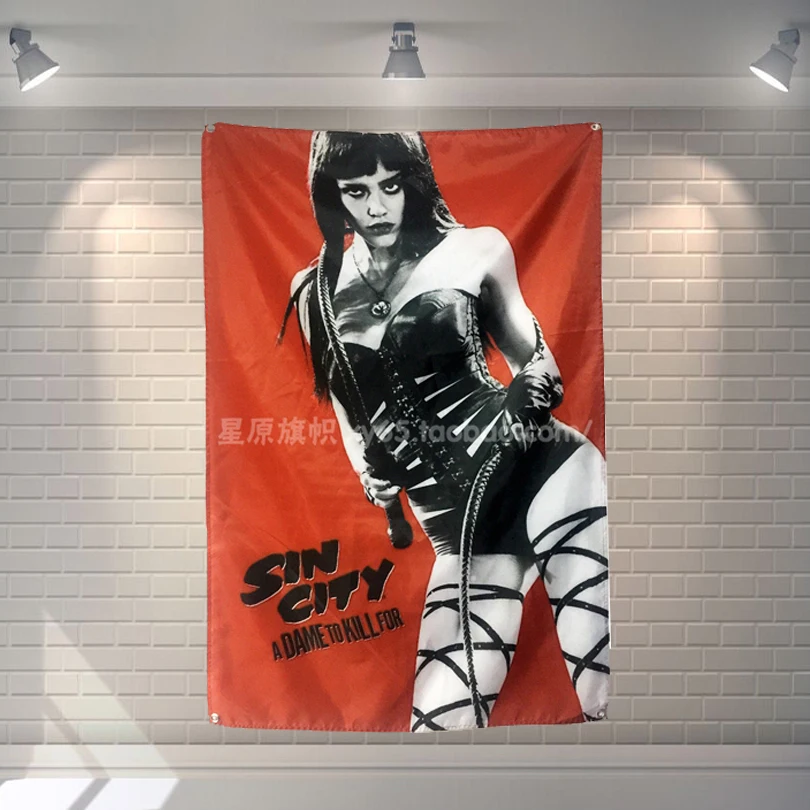 

"Sin City" classic movie Sign Cloth Flag Four-Hole Hanging paintings Cafe Hotel Music Studio Decoration