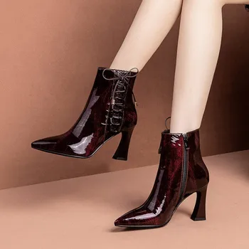 MLJUESE 2020 women ankle boots cow leather winter short plush wine red color pointed toe spike heel high heels female boots
MLJUESE 2020 women ankle boots cow leather winter short plush wine red color pointed toe spike heel high heels female boots