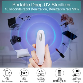 Portable UV-C Sanitizer Light Handheld UV Germicidal Disinfection Lamp Mini UVC LED UV Lamp for Household Traveling Home
Portable UV-C Sanitizer Light Handheld UV Germicidal Disinfection Lamp Mini UVC LED UV Lamp for Household Traveling Home